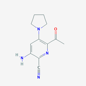 molecular formula C12H14N4O B479109 6-Acetyl-3-amino-5-(1-pyrrolidinyl)-2-pyridinecarbonitrile CAS No. 107343-81-7