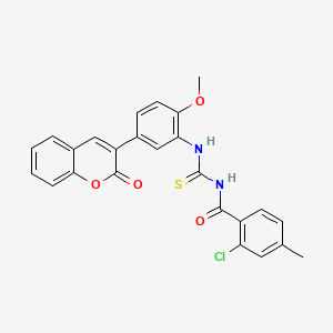 2-chloro-N-({[2-methoxy-5-(2-oxo-2H-chromen-3-yl)phenyl]amino}carbonothioyl)-4-methylbenzamide