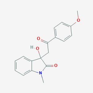 molecular formula C18H17NO4 B479115 3-hydroxy-3-[2-(4-methoxyphenyl)-2-oxoethyl]-1-methyl-1,3-dihydro-2H-indol-2-one CAS No. 851-02-5