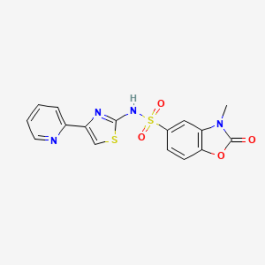 molecular formula C16H12N4O4S2 B4791156 3-methyl-2-oxo-N-(4-pyridin-2-yl-1,3-thiazol-2-yl)-2,3-dihydro-1,3-benzoxazole-5-sulfonamide 