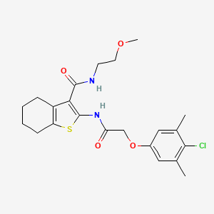 molecular formula C22H27ClN2O4S B4791207 2-{[(4-chloro-3,5-dimethylphenoxy)acetyl]amino}-N-(2-methoxyethyl)-4,5,6,7-tetrahydro-1-benzothiophene-3-carboxamide 