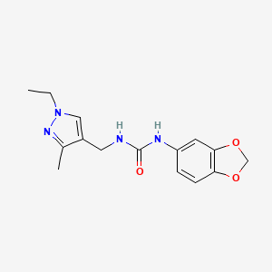 molecular formula C15H18N4O3 B4791218 N-1,3-benzodioxol-5-yl-N'-[(1-ethyl-3-methyl-1H-pyrazol-4-yl)methyl]urea 