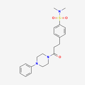 molecular formula C21H27N3O3S B4791267 N,N-dimethyl-4-[3-oxo-3-(4-phenyl-1-piperazinyl)propyl]benzenesulfonamide 