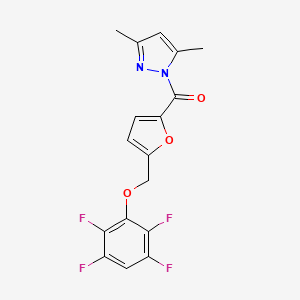 molecular formula C17H12F4N2O3 B4791384 3,5-dimethyl-1-{5-[(2,3,5,6-tetrafluorophenoxy)methyl]-2-furoyl}-1H-pyrazole 