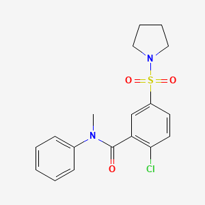 molecular formula C18H19ClN2O3S B4791395 2-chloro-N-methyl-N-phenyl-5-(1-pyrrolidinylsulfonyl)benzamide 