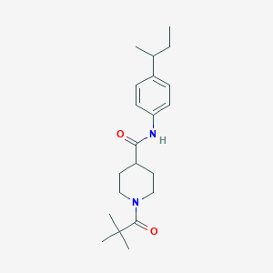 molecular formula C21H32N2O2 B4791400 N-[4-(butan-2-yl)phenyl]-1-(2,2-dimethylpropanoyl)piperidine-4-carboxamide 