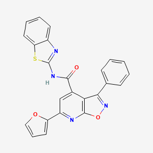 molecular formula C24H14N4O3S B4791401 N-1,3-benzothiazol-2-yl-6-(2-furyl)-3-phenylisoxazolo[5,4-b]pyridine-4-carboxamide 