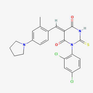 1-(2,4-dichlorophenyl)-5-[2-methyl-4-(1-pyrrolidinyl)benzylidene]-2-thioxodihydro-4,6(1H,5H)-pyrimidinedione