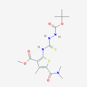 molecular formula C16H24N4O5S2 B4791429 tert-butyl 2-({[5-[(dimethylamino)carbonyl]-3-(methoxycarbonyl)-4-methyl-2-thienyl]amino}carbonothioyl)hydrazinecarboxylate 