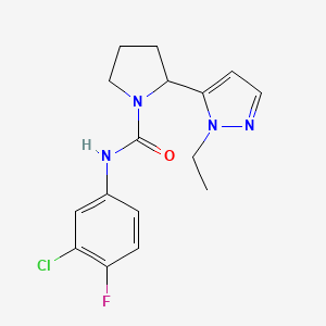 N-(3-chloro-4-fluorophenyl)-2-(1-ethyl-1H-pyrazol-5-yl)-1-pyrrolidinecarboxamide