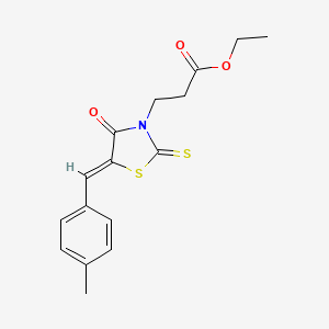 molecular formula C16H17NO3S2 B4791531 ethyl 3-[5-(4-methylbenzylidene)-4-oxo-2-thioxo-1,3-thiazolidin-3-yl]propanoate 