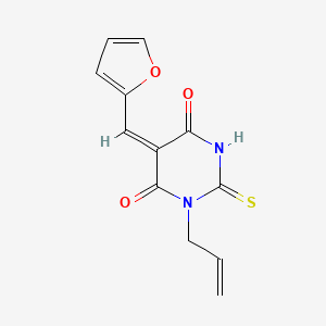 molecular formula C12H10N2O3S B4791539 (5E)-5-(furan-2-ylmethylidene)-1-prop-2-enyl-2-sulfanylidene-1,3-diazinane-4,6-dione 