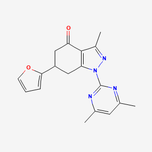molecular formula C18H18N4O2 B4791543 1-(4,6-dimethyl-2-pyrimidinyl)-6-(2-furyl)-3-methyl-1,5,6,7-tetrahydro-4H-indazol-4-one 
