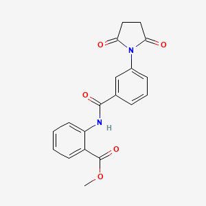 molecular formula C19H16N2O5 B4791578 methyl 2-{[3-(2,5-dioxo-1-pyrrolidinyl)benzoyl]amino}benzoate 