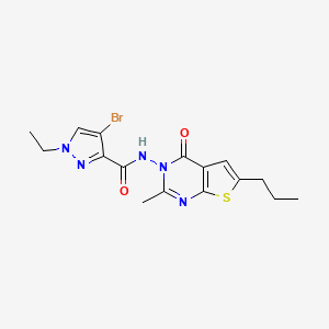 molecular formula C16H18BrN5O2S B4791587 4-bromo-1-ethyl-N-(2-methyl-4-oxo-6-propylthieno[2,3-d]pyrimidin-3(4H)-yl)-1H-pyrazole-3-carboxamide 