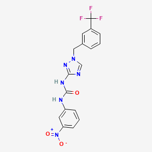 molecular formula C17H13F3N6O3 B4791659 N-(3-nitrophenyl)-N'-{1-[3-(trifluoromethyl)benzyl]-1H-1,2,4-triazol-3-yl}urea 