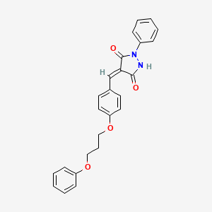 molecular formula C25H22N2O4 B4791676 4-[4-(3-phenoxypropoxy)benzylidene]-1-phenyl-3,5-pyrazolidinedione 