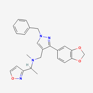 molecular formula C24H24N4O3 B4791711 N-{[3-(1,3-benzodioxol-5-yl)-1-benzyl-1H-pyrazol-4-yl]methyl}-1-(3-isoxazolyl)-N-methylethanamine 