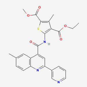 molecular formula C26H23N3O5S B4791732 4-ethyl 2-methyl 3-methyl-5-({[6-methyl-2-(3-pyridinyl)-4-quinolinyl]carbonyl}amino)-2,4-thiophenedicarboxylate 