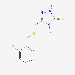 molecular formula C11H12ClN3S2 B479185 5-{[(2-chlorobenzyl)thio]methyl}-4-methyl-4H-1,2,4-triazole-3-thiol CAS No. 519045-14-8