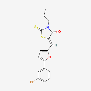 molecular formula C17H14BrNO2S2 B4791851 5-{[5-(3-bromophenyl)-2-furyl]methylene}-3-propyl-2-thioxo-1,3-thiazolidin-4-one 