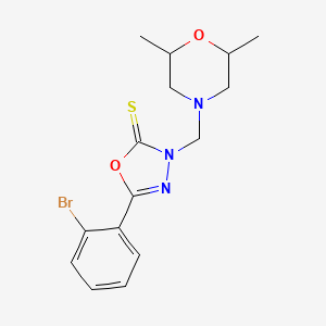 molecular formula C15H18BrN3O2S B4792031 5-(2-bromophenyl)-3-[(2,6-dimethyl-4-morpholinyl)methyl]-1,3,4-oxadiazole-2(3H)-thione 