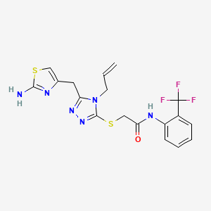 molecular formula C18H17F3N6OS2 B4792058 2-({4-allyl-5-[(2-amino-1,3-thiazol-4-yl)methyl]-4H-1,2,4-triazol-3-yl}thio)-N-[2-(trifluoromethyl)phenyl]acetamide 