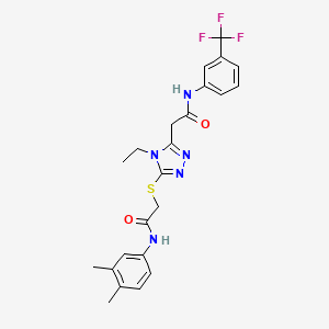 molecular formula C23H24F3N5O2S B4792080 2-[5-({2-[(3,4-dimethylphenyl)amino]-2-oxoethyl}thio)-4-ethyl-4H-1,2,4-triazol-3-yl]-N-[3-(trifluoromethyl)phenyl]acetamide 