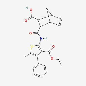 molecular formula C23H23NO5S B4792127 3-({[3-(ethoxycarbonyl)-5-methyl-4-phenyl-2-thienyl]amino}carbonyl)bicyclo[2.2.1]hept-5-ene-2-carboxylic acid 