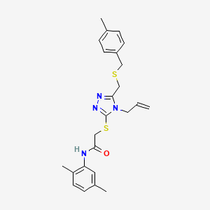 molecular formula C24H28N4OS2 B4792133 2-[(4-allyl-5-{[(4-methylbenzyl)thio]methyl}-4H-1,2,4-triazol-3-yl)thio]-N-(2,5-dimethylphenyl)acetamide 