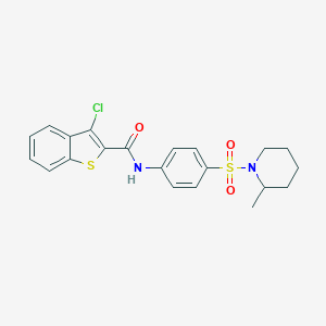 molecular formula C21H21ClN2O3S2 B479218 3-chloro-N-{4-[(2-methylpiperidin-1-yl)sulfonyl]phenyl}-1-benzothiophene-2-carboxamide CAS No. 361985-52-6