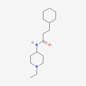 molecular formula C16H30N2O B4792200 3-cyclohexyl-N-(1-ethyl-4-piperidinyl)propanamide 
