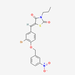 molecular formula C20H17BrN2O5S B4792208 5-{3-bromo-4-[(3-nitrobenzyl)oxy]benzylidene}-3-propyl-1,3-thiazolidine-2,4-dione 