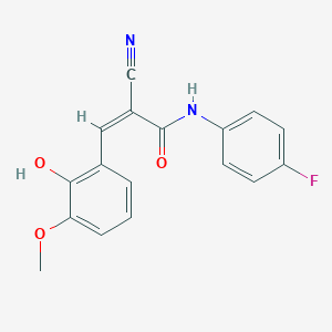 molecular formula C17H13FN2O3 B4792222 2-cyano-N-(4-fluorophenyl)-3-(2-hydroxy-3-methoxyphenyl)acrylamide 