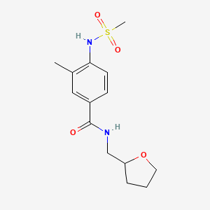 molecular formula C14H20N2O4S B4792230 3-methyl-4-[(methylsulfonyl)amino]-N-(tetrahydro-2-furanylmethyl)benzamide 