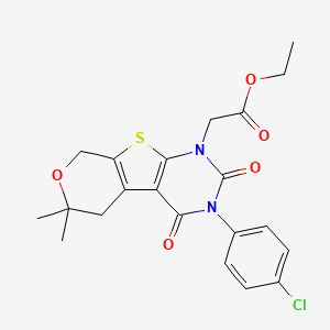 ethyl [3-(4-chlorophenyl)-6,6-dimethyl-2,4-dioxo-3,4,5,8-tetrahydro-2H-pyrano[4',3':4,5]thieno[2,3-d]pyrimidin-1(6H)-yl]acetate