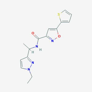 molecular formula C15H16N4O2S B4792255 N-[1-(1-ethyl-1H-pyrazol-3-yl)ethyl]-5-(2-thienyl)-3-isoxazolecarboxamide 