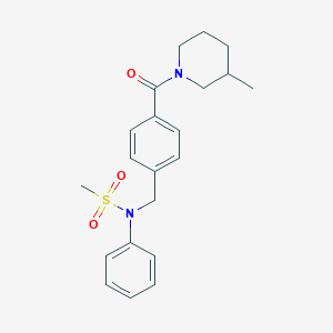 molecular formula C21H26N2O3S B4792260 N-{4-[(3-methyl-1-piperidinyl)carbonyl]benzyl}-N-phenylmethanesulfonamide 