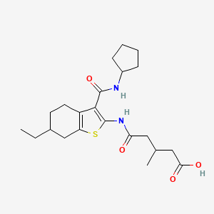 molecular formula C22H32N2O4S B4792289 5-({3-[(cyclopentylamino)carbonyl]-6-ethyl-4,5,6,7-tetrahydro-1-benzothien-2-yl}amino)-3-methyl-5-oxopentanoic acid 