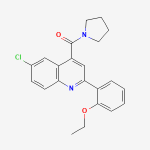 molecular formula C22H21ClN2O2 B4792299 6-chloro-2-(2-ethoxyphenyl)-4-(1-pyrrolidinylcarbonyl)quinoline 