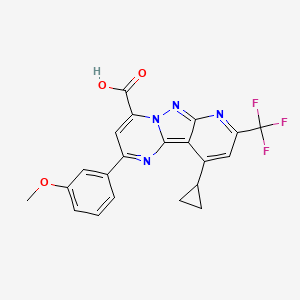 molecular formula C21H15F3N4O3 B4792322 10-cyclopropyl-2-(3-methoxyphenyl)-8-(trifluoromethyl)pyrido[2',3':3,4]pyrazolo[1,5-a]pyrimidine-4-carboxylic acid 