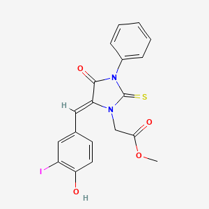 methyl [5-(4-hydroxy-3-iodobenzylidene)-4-oxo-3-phenyl-2-thioxo-1-imidazolidinyl]acetate