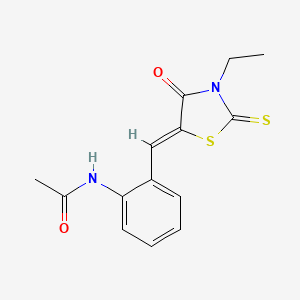 molecular formula C14H14N2O2S2 B4792394 N-{2-[(3-ethyl-4-oxo-2-thioxo-1,3-thiazolidin-5-ylidene)methyl]phenyl}acetamide 