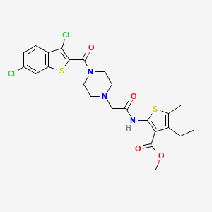 molecular formula C24H25Cl2N3O4S2 B4792400 methyl 2-[({4-[(3,6-dichloro-1-benzothien-2-yl)carbonyl]-1-piperazinyl}acetyl)amino]-4-ethyl-5-methyl-3-thiophenecarboxylate 