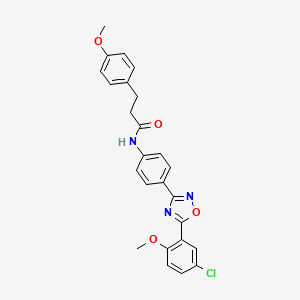 molecular formula C25H22ClN3O4 B4792447 N-{4-[5-(5-chloro-2-methoxyphenyl)-1,2,4-oxadiazol-3-yl]phenyl}-3-(4-methoxyphenyl)propanamide 