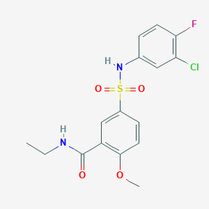 molecular formula C16H16ClFN2O4S B4792453 5-{[(3-chloro-4-fluorophenyl)amino]sulfonyl}-N-ethyl-2-methoxybenzamide 