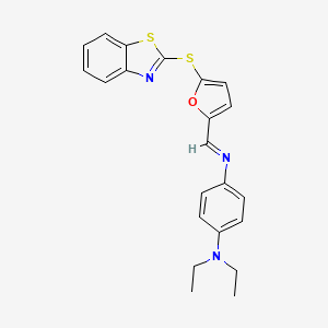 molecular formula C22H21N3OS2 B4792469 N'-{[5-(1,3-benzothiazol-2-ylthio)-2-furyl]methylene}-N,N-diethylbenzene-1,4-diamine 