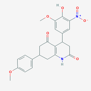 molecular formula C23H22N2O7 B4792475 4-(4-hydroxy-3-methoxy-5-nitrophenyl)-7-(4-methoxyphenyl)-4,6,7,8-tetrahydro-2,5(1H,3H)-quinolinedione 