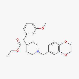 molecular formula C25H31NO5 B4792496 ethyl 1-(2,3-dihydro-1,4-benzodioxin-6-ylmethyl)-4-(3-methoxybenzyl)-4-piperidinecarboxylate 