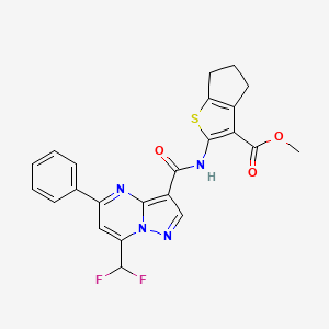 molecular formula C23H18F2N4O3S B4792512 methyl 2-({[7-(difluoromethyl)-5-phenylpyrazolo[1,5-a]pyrimidin-3-yl]carbonyl}amino)-5,6-dihydro-4H-cyclopenta[b]thiophene-3-carboxylate 